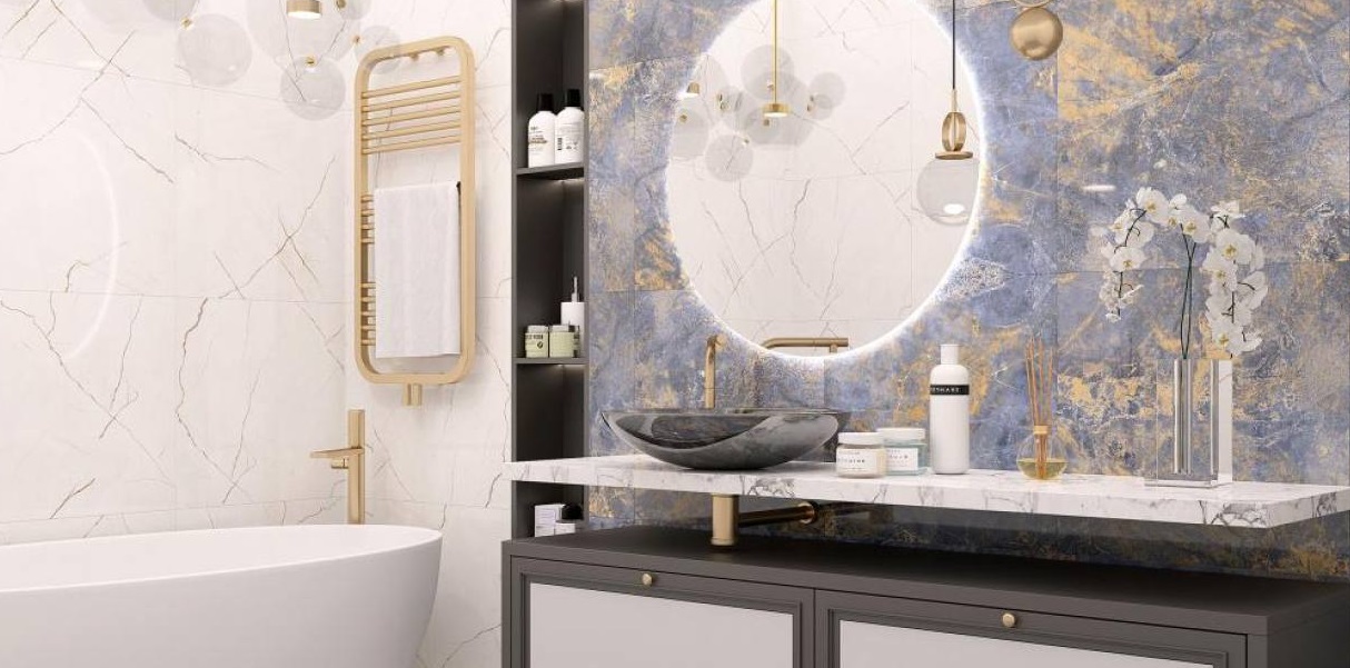 Интерьер ванной комнате с использованием керамической плитки